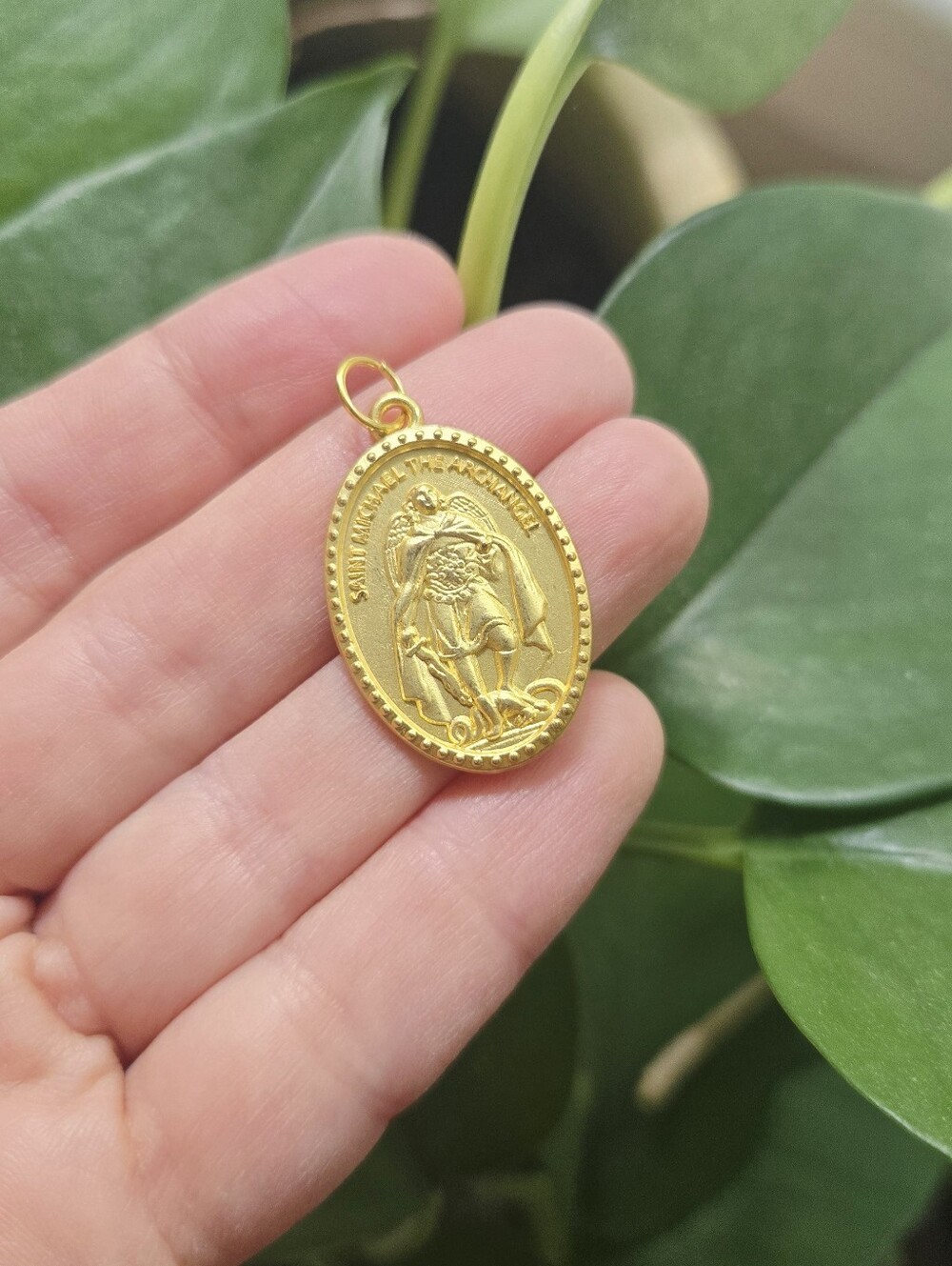 Vintage St. Michael the Archangel Gold-Tone Pendant